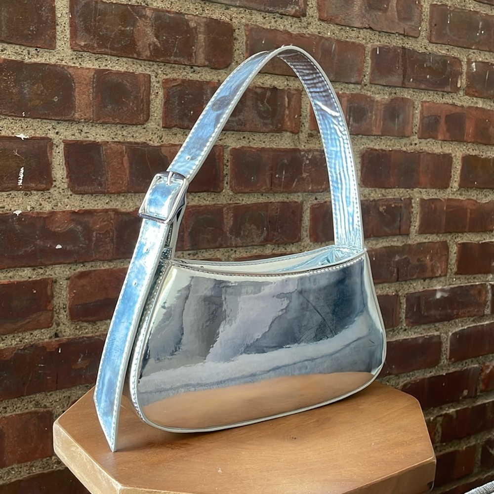 SILVER MIRRORED AQUA BRAND shoulder bag